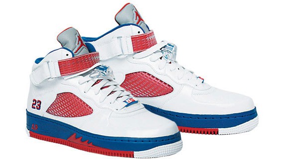 Air Jordan Force V (5) Fusion - White/Varsity Red-Blue Ribbon-New Blue