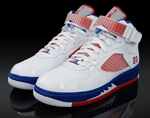 Air Jordan Force V (AJF 5) - White - Varsity Red - Blue Ribbon