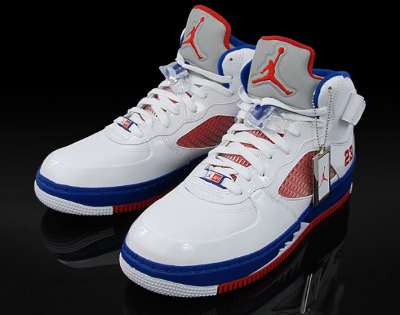 Air Jordan Force V (AJF 5) - White - Varsity Red - Blue Ribbon