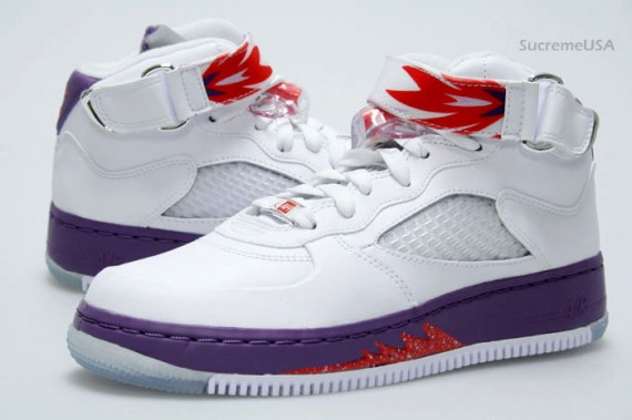 Air Jordan Force V (5) GS - White - Sunburst - Grey Violet