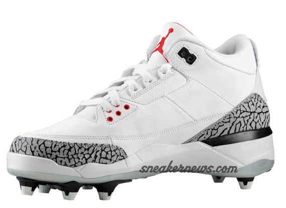 Air Jordan III D - White - Fire Red - Cement - Cleat