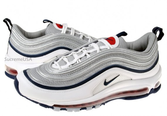 Nike Air Max 97 - White - Midnight Navy - Metallic Silver