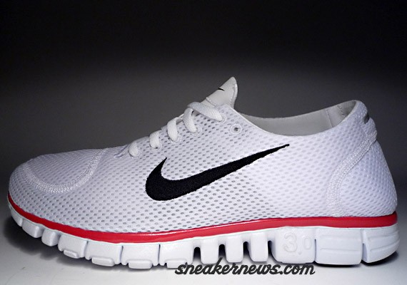 Nike Free 3.0 Running Shoe - White - Red