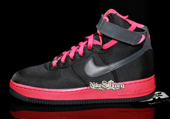 Nike Air Force 1 High Women's - Satin - Black - Pink