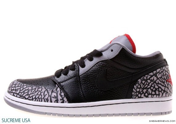 Air Jordan 1 Low Phat - Black - Varsity Red - Cement Grey