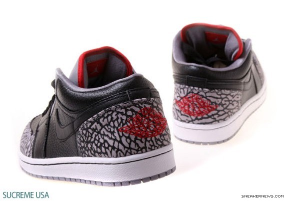 Air Jordan 1 Low Phat - Black - Varsity Red - Cement Grey