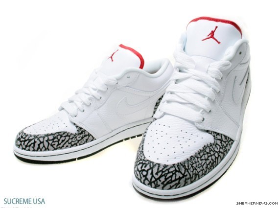 Air Jordan 1 Low Phat - White - Varsity Red - Cement Grey