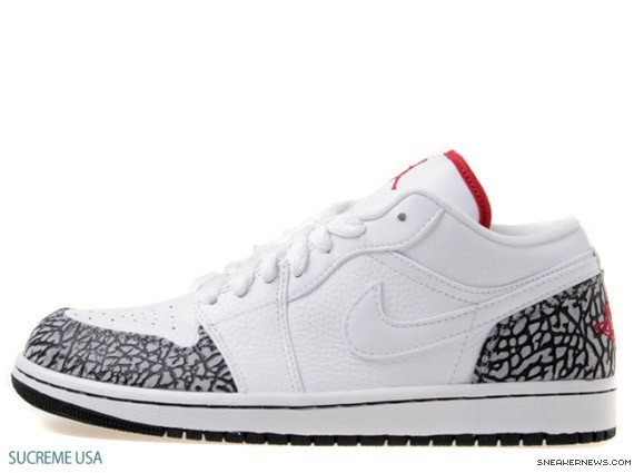 Air Jordan 1 Low Phat - White - Varsity Red - Cement Grey