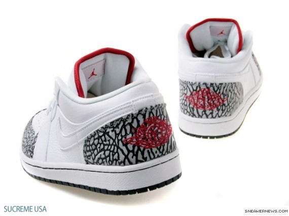 Air Jordan 1 Low Phat - White - Varsity Red - Cement Grey