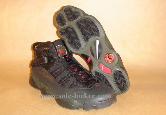 Jordan 6 Rings - Black - Dark Army - Varsity Red