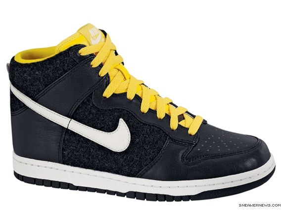 Nike Womens Dunk High Premium - Black - Tour Yellow