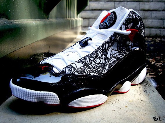 Air Jordan Six Rings LS – White – Black – Red – Laser