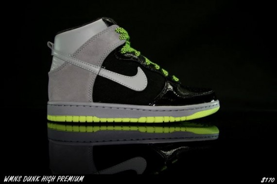 Nike WMNS Dunk High Premium - Black - Silver - Volt