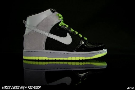 Nike WMNS Dunk High Premium – Black – Silver – Volt
