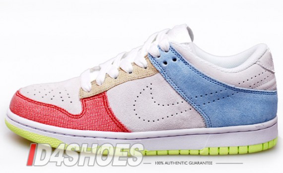 Nike Womens Dunk Low - White - Comet Red - Pale Blue