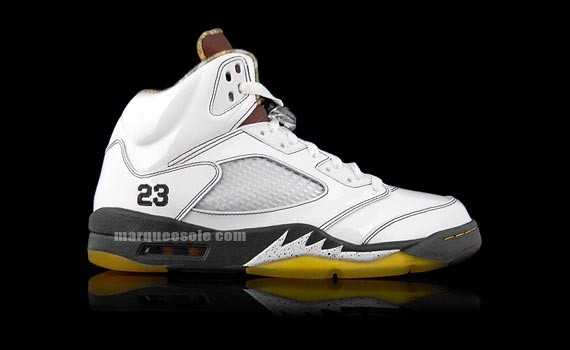 Air Jordan V (5) – White Patent – Dark Army – Del Sol