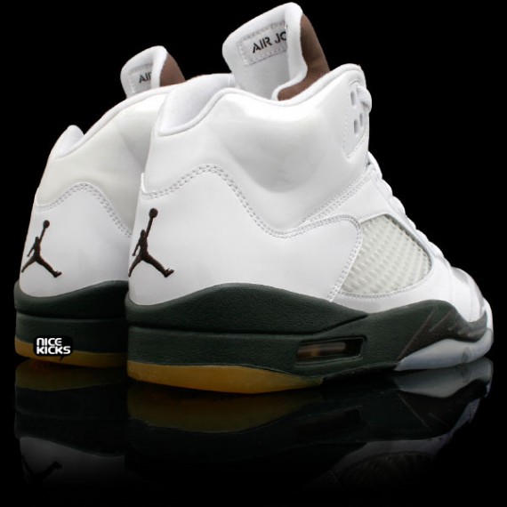 Air Jordan V (5) Retro - White Patent Leather - Dark Army