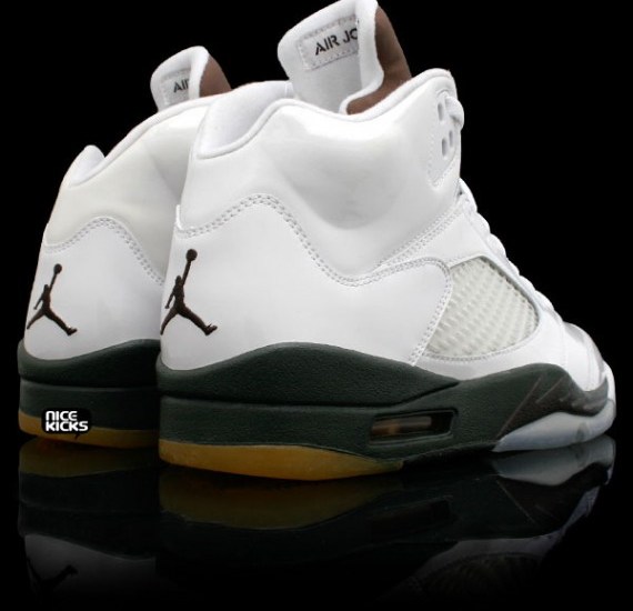 Air Jordan V (5) Retro – White Patent Leather – Dark Army