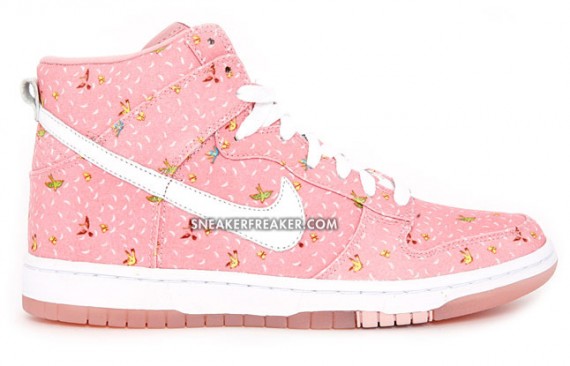 Nike Womens Dunk High Skinny QS - Doves & Butterflies - Pink 