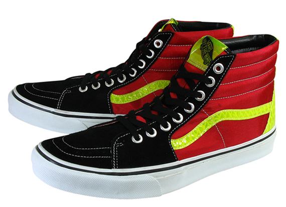 Vans Sk8-Hi – Red – Black – Reflective Neon