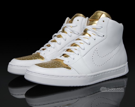 Nike Royal Mid Premium - White - Metallic Gold