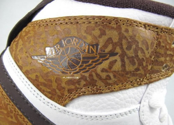 Air Jordan 1 Retro High Strap - White - Brown Elephant Print