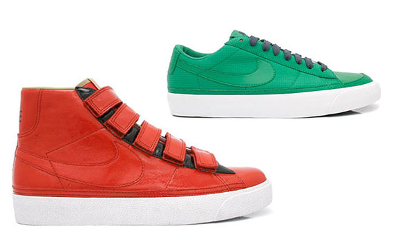 Nike Blazer AC High LE Red Velcro + Nike Blazer Low ND Lucky Green 