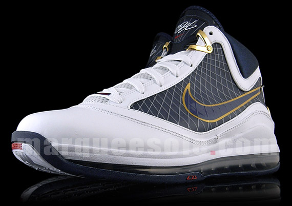 Nike Air Max LeBron VII - White - Navy - Metallic Gold