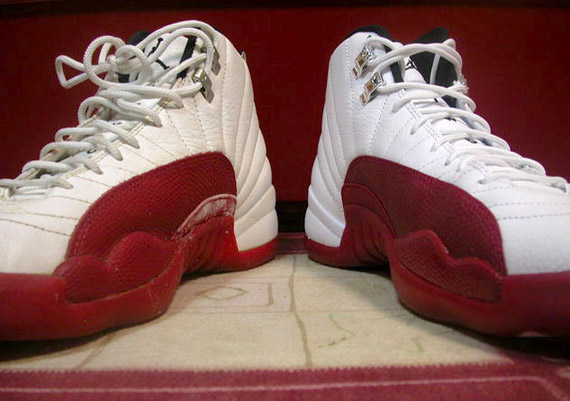 Air Jordan XII (12) - White - Varsity Red - 2009 Retro + 1996 OG Comparison