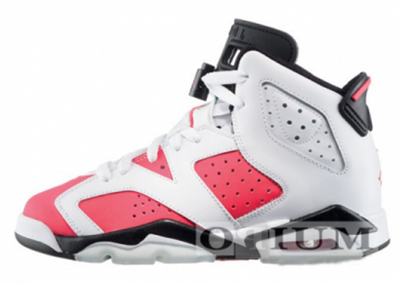 Air Jordan VI (6) GS - White - Coral Rose - Black - January 2010