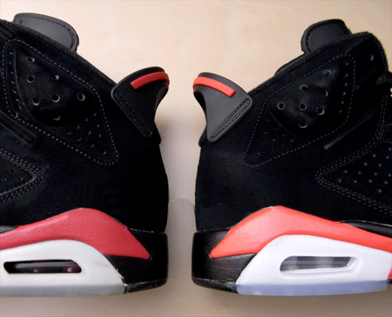 Air Jordan VI (6) Retro - Black - Varsity Red + Black - Infrared | Side By Side Comparison