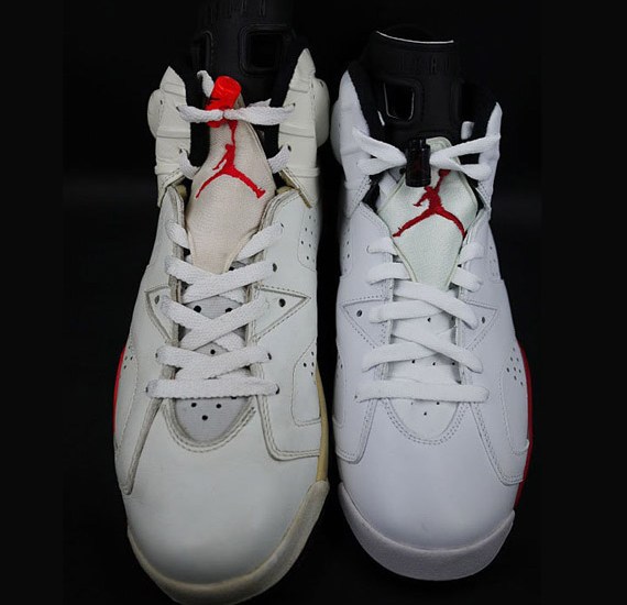 Air Jordan VI (6) – White – Infrared + White – Varsity Red | Side By Side Comparison