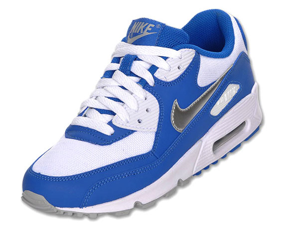 Nike WMNS Air Max 90 - White - Metallic Silver - Blue Sapphire