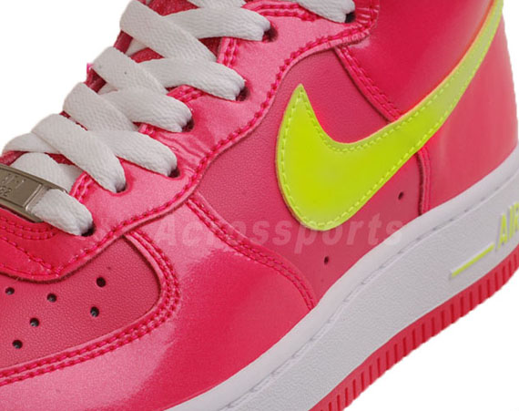 Nike Wmns Air Force One Hot Pink Yellow Patent 05