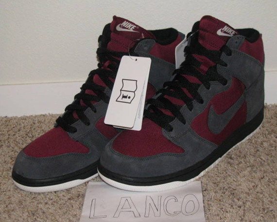 Nike Dunk High Maroon Charcoal Denim 2