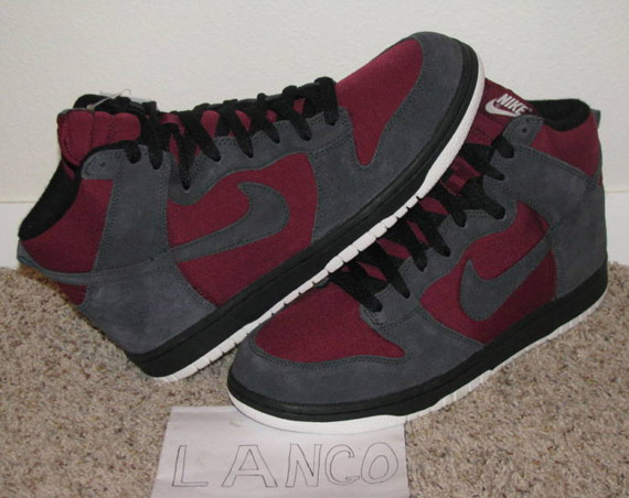 Nike Dunk High Maroon Charcoal Denim 3