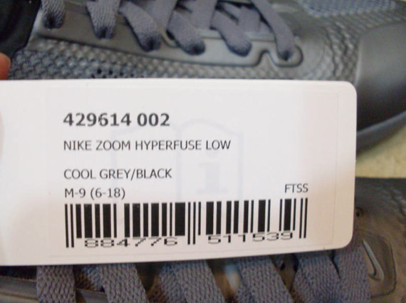 Nike Zoom Hyperfuse Low Cool Grey Black 9