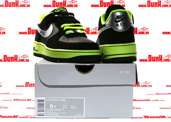 Nike Af1 Kids Blk Neon Elephant 04