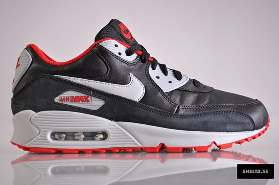 Nike Air Max 90 Premium Black Sport Red Matte Silver 01