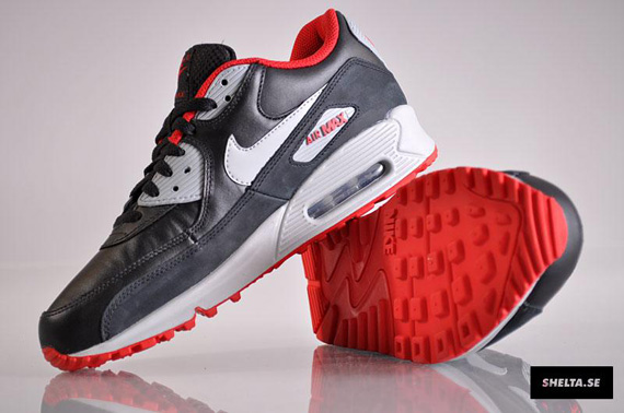 Nike Air Max 90 Premium Black Sport Red Matte Silver 02