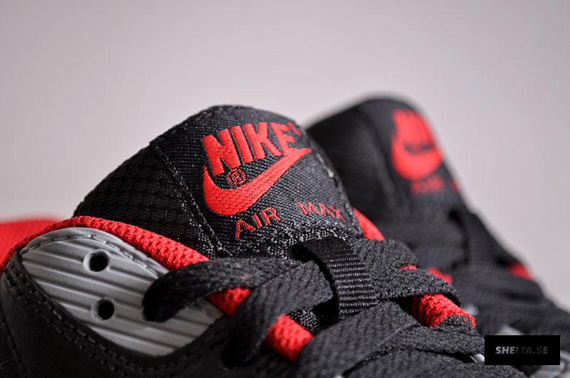 Nike Air Max 90 Premium Black Sport Red Matte Silver 04