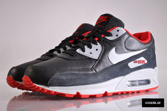 Nike Air Max 90 Premium Black Sport Red Matte Silver 08