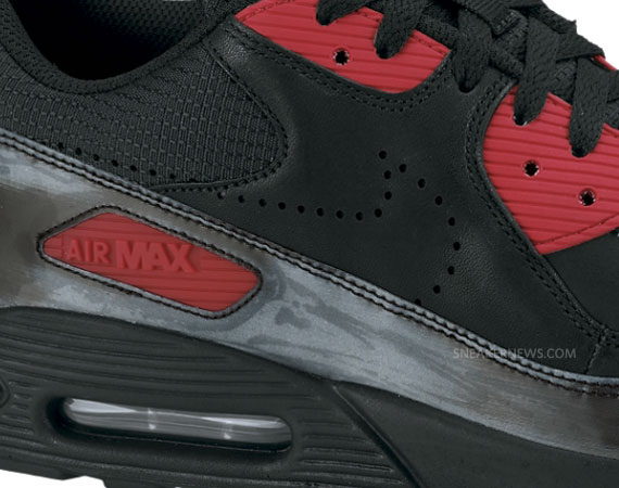 Nike Air Max 90 Premium – Black – Varsity Red