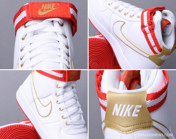 Nike WMNS Vandal High - White - Utility Orange - Metallic Gold