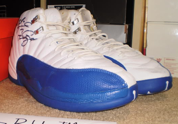 Air Jordan Xii White Blue Game Worn Autographed Pe 03