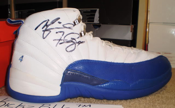 Air Jordan Xii White Blue Game Worn Autographed Pe 05