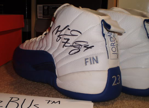 Air Jordan Xii White Blue Game Worn Autographed Pe 06