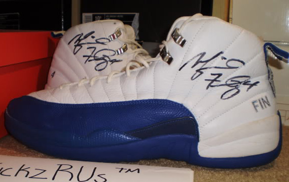 Air Jordan Xii White Blue Game Worn Autographed Pe 07