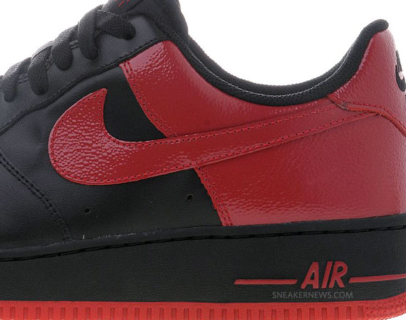 Nike Air Force 1 Low 07 Black Varsity Red Gloss 07