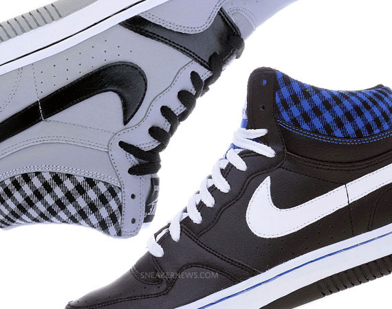 Nike Court Force High – Black + Wolf Grey – Buffalo Check